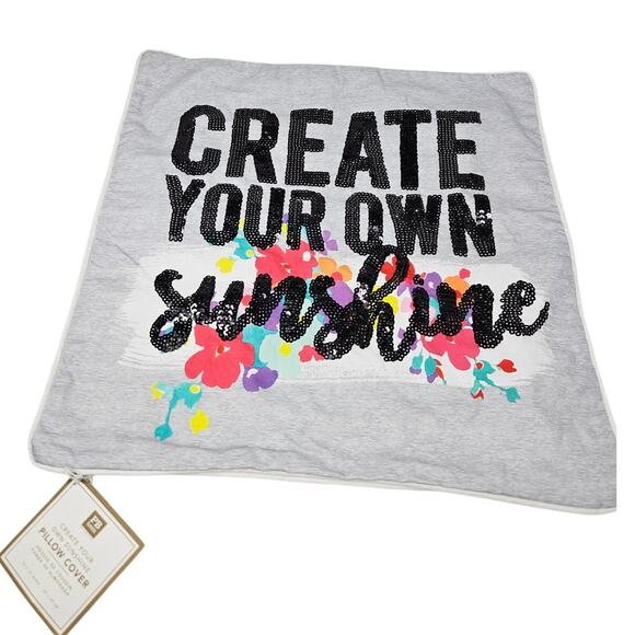 NEW Pottery Barn Teen 18x18 Pillow Cover Cotton Create Your Own Sunshine - Picture 1 of 5